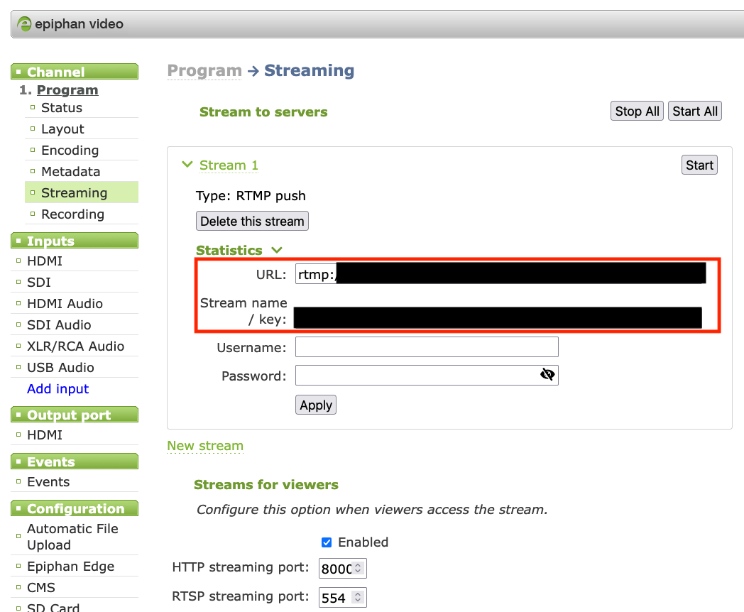 Pearl Nano Stream Settings